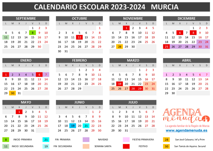 calendario escolar 2023 2024 MURCIA 1